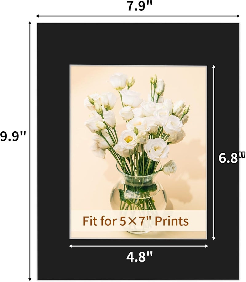 YEESON 10 Pack Picture Frame Mats, Photo Mats, Acid Free Picture Matting for Pictures Photos Watercolor Artwork (Black-for 5 * 7 inches Photos) - Image 2